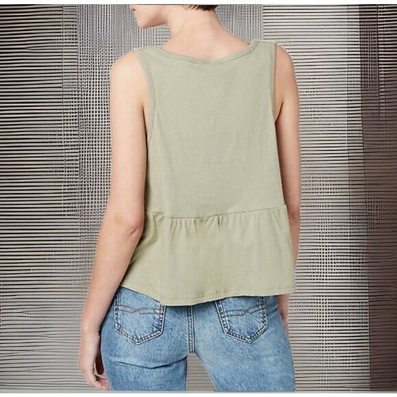 Buffalo David Bitton Babydoll Top Womens Size XL Green Peplum Tank MSRP $39 - Picture 3 of 13